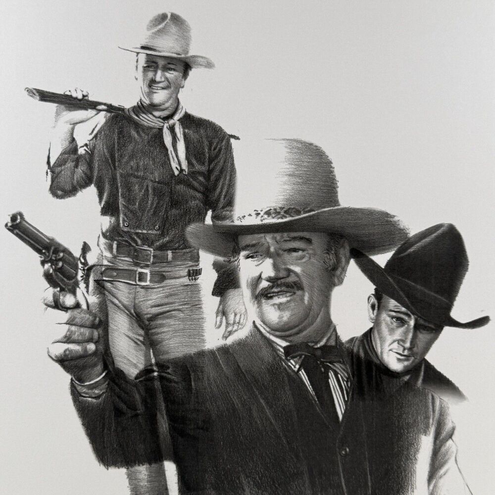 John Wayne Original 11" x 14" Art Print - Western Cowboy Movie Film